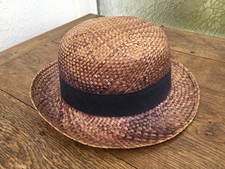 Beau Chapeau de paille canotier paille naturelle Italie M·Bon état