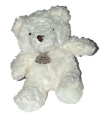 Peluche ours blanc nez marron