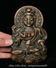 5.6" Old Chinese Wood Hand Carved Kwan-Yin Guan Yin Boddhisattva Goddess Statue