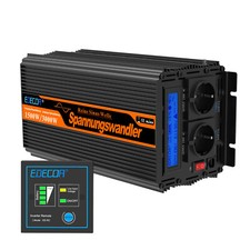 EDECOA Pur Sinus Convertisseur 12V 220V 1500W Onduleur télécommande LCD CE
