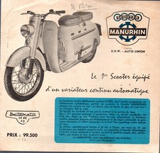 moto vieux papiers  prspectus SCOOTER MANURHIN     P40907