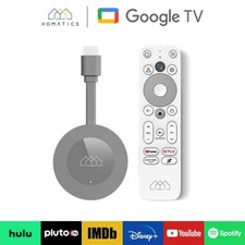 Homatics Dongle G 4K Google TV WiFi Mediaplayer avec télécommande vocale Gris
