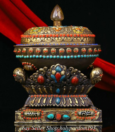 Old tibet bronze painting - 8.8",