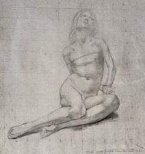 Dessin ancien pierre noire - dessin,