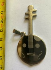 1 Pendentif; Guitar en métal Acier Chromé 