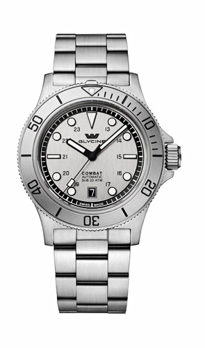 Glycine combat sub 42mm silver - combat,