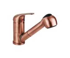 Mitigeur d'évier de cuisine traditionnel avec douchette extractible couleur cuiv