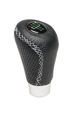 Pommeau Cuir Noir surpiqure Blanc avec pastille changeable