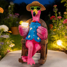 Solar Flamingo Figurines