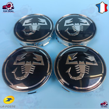4 Caches Moyeu ABARTH Jante Centre De Roue 60mm Insigne Logo Fiat Abarth noir