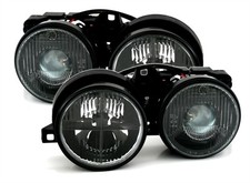 2 FEUX FEU PHARE AVANT BMW SERIE 3 E30 A FOND NOIR + CROIX ET LENTILLE