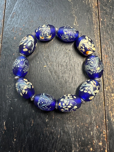 Bracelet verre art - verre, bleu