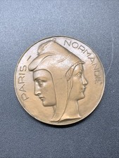Ancienne Medaille Bronze Paris Normandie 1986 Vintage Old French Medal Marianne