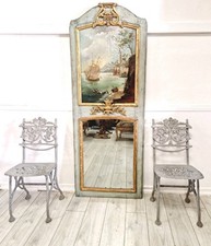 Ancien miroir français peint à l'huile Trumeau Louis XVI