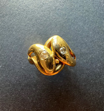 Victorian era French18K Gold Double Snake diamond Ring