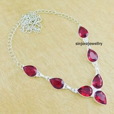 Collier cadeau fait main en argent sterling 925 bijoux pierres précieuses rho...