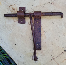 Ancien verrou poignée cochonnier en fer forgé, serrure targette ferrure
