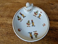 Assiette à bouillie ancienne en porcelaine décor d'enfants vintage collection