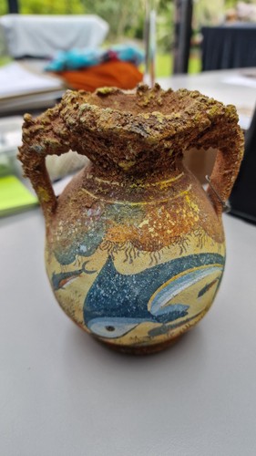 Petit vase amphore peint main