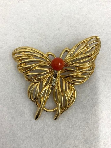 Broche papillon corail - , vintage