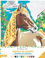 Peinture au numéro - licornes et chevaux - cahier avec palette et pinceau, Unkno