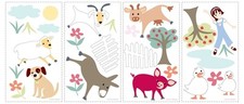 4 PLANCHES ADHÉSIFS STICKERS SET DÉCORATION ANIMAUX FERME CHAMBRE ENFANTS