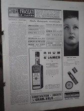 RHUM SAINT JAMES plantations Martinique publicité papier  ILLUSTRATION 1934