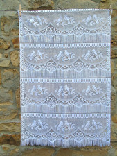 French one of white lace curtain bird  motif  24'' x 37.5''