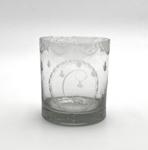 Ancien gobelet verre gravé - ancien,