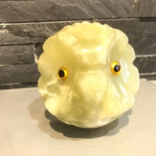 Magnifique chouette hibou en albâtre onyx presse papier rond collection