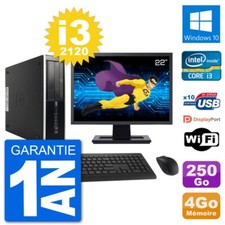 PC HP Compaq 6200 Pro SFF Ecran 22" i3-2120 RAM 4Go Disque 250Go Windows 10 Wifi