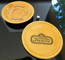Lot 2 cendriers / soucoupe / sous-tasse publicitaires Cognac BISQUIT et POLIGNAC