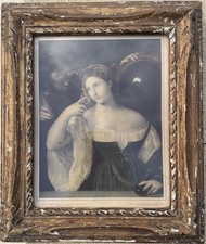 Portrait Femme à sa toilette Titien - Éditions Mouneyrat - Cadre bois doré
