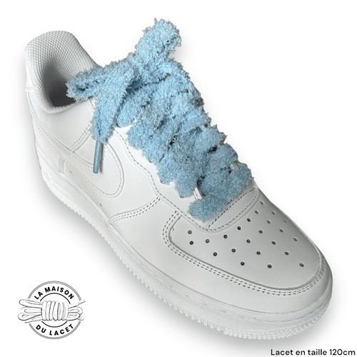 Lacets fluffy épais bleu - lacets,