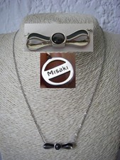 collier pendentif émaillé misaki noeud papillon 6gr ARGENT massif 925  N°61