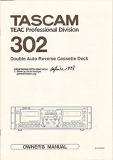 TASCAM 302 - Double Auto Reverse Cassette Deck - Paper Manual - English Language