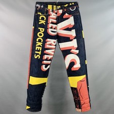 Jeans En Jean Droit Selvedge Multi-Couleur Marine Taille 33