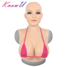 KnowU masque couvre-tête en silicone avec grande poitrine forme robe croix...