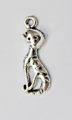 Pendentif chat métal argenté - pendentif,