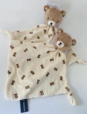 5795/97🌟lot 2 Doudou Ours Ourson Plat Mouchoir ORCHESTRA Marron Beige Écru