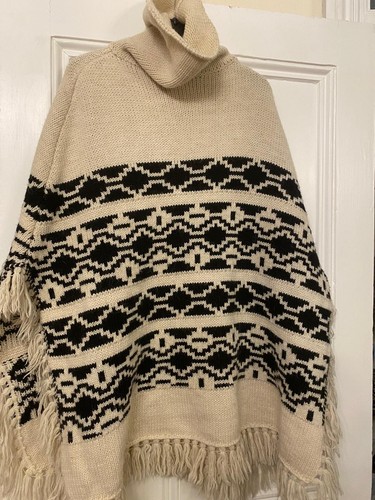 Maje cream black knit fringe - maje,