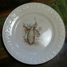 Assiette plate ancienne Porcelaine - Labrut Frères Rhone - Paon - French vintage