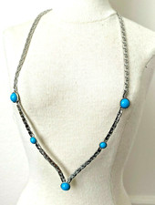 COLLIER Argenté & Turquoise