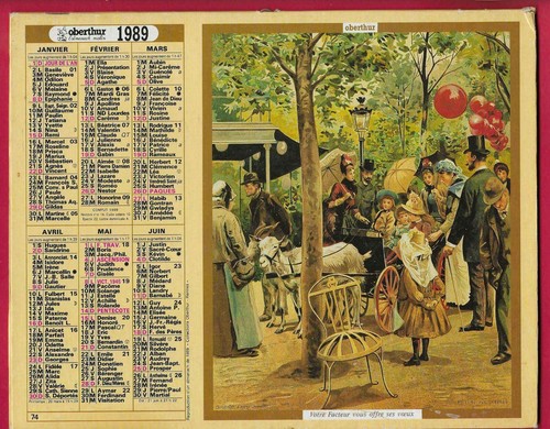 Calendrier facteur 1989 - calendrier,
