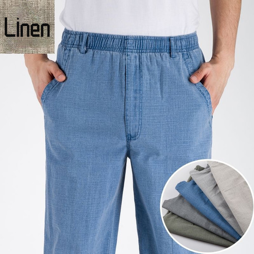 Hommes coton lin pantalon - lin,