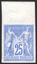 Non Dentelé  N°78c  Sage 25c outremer  **/TTB  HDF  Très frais  Certif. Roumet