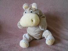 Doudou peluche hippopotame beige jaune Super Toys "style Rumple" Vintage