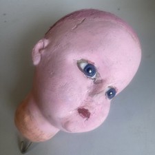 poupée ancienne Tête En Bois Yeux Sulfure 15 Cm