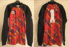 Maillot Uhlsport rouge noir bleu Gardien But Goal Vintage Jersey #1 Porté - L