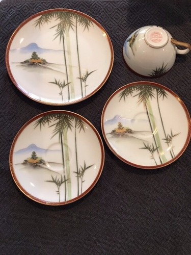 Vintage kutaniyaki saucers - kutaniyaki,